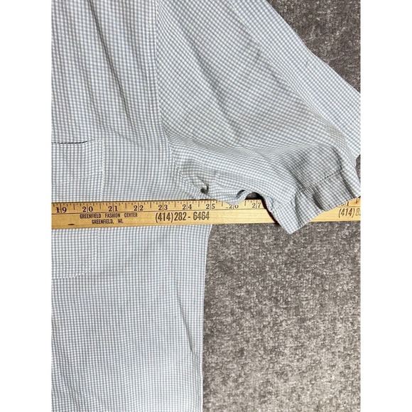 Old Navy Short Sleeve Mini Check Button Up‎ Shirt Mens Size XL Blue White Cotton - Picture 9 of 10